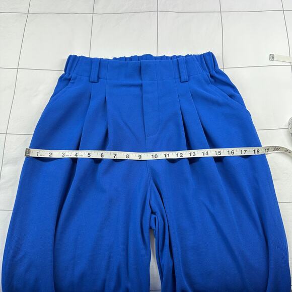 Halara Pants Womens Small Blue Cobalt High Waisted Plicated Waffle Wide Leg Flex - Picture 6 of 10